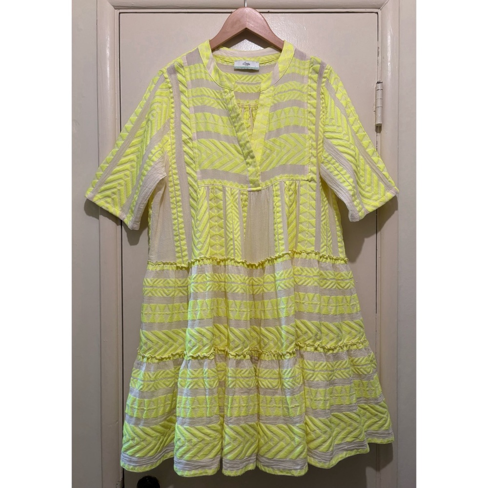 DEVOTION TWINS Neon Yellow Ella Dress Size Large